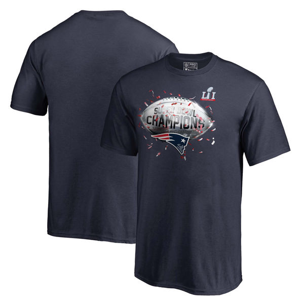 New England Patriots Pro Line by Fanatics Branded Youth Super Bowl LI Champions Confetti Trophy T-Shirt - Navy